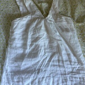 J. Crew White Eyelet Trim Top